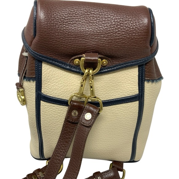 Vintage Dooney & Bourke Teton Cream & Brown Pebbled‎ Leather Backpack Rare USA main image 9